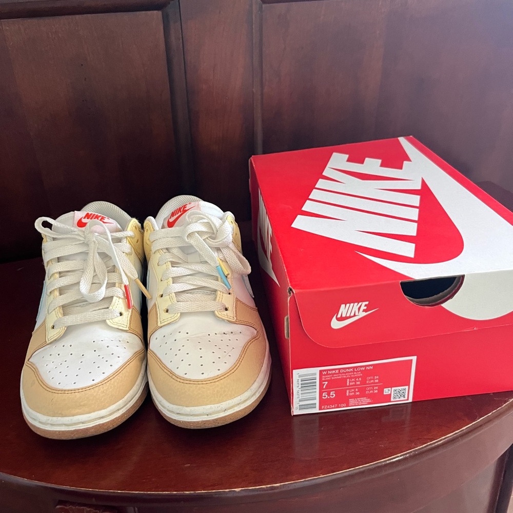 Nike White and Tan Retro Sneakers